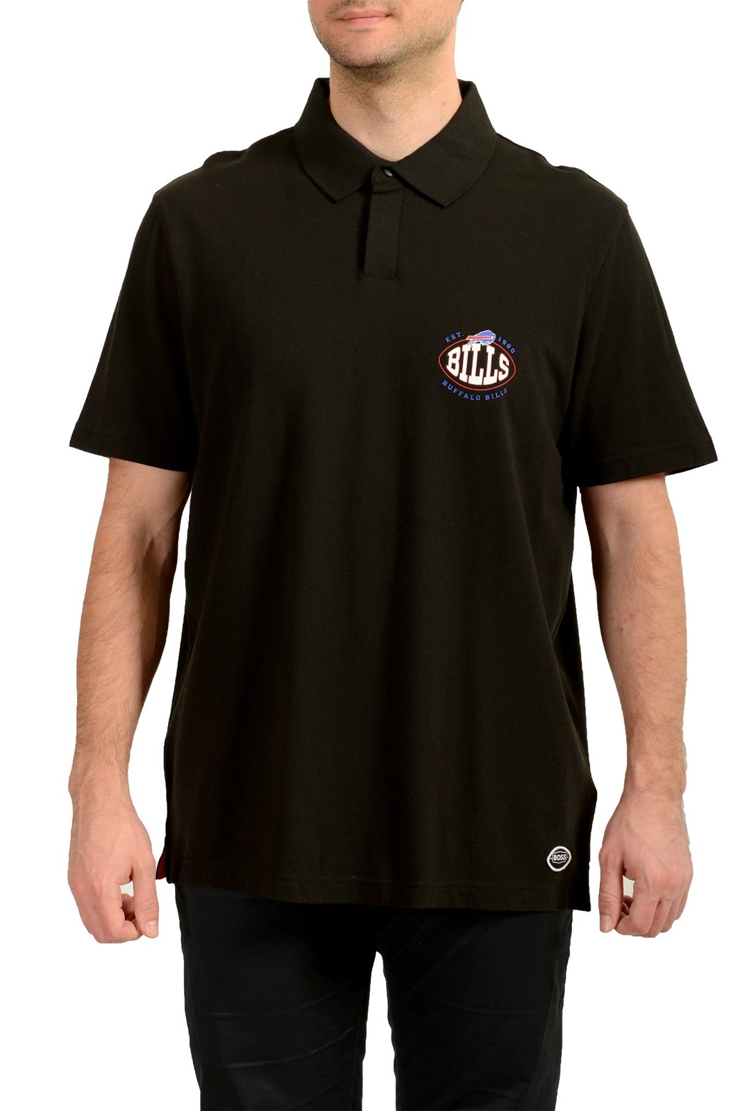 Мужская рубашка поло Hugo Boss X NFL Pat_NFL черного цвета с коротким рукавом US 2XL IT 56 11190₽