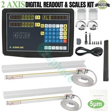 2 Axis Digital Readout DRO Meter 2pcs Linear Glass Scale for Bridgeport Milling