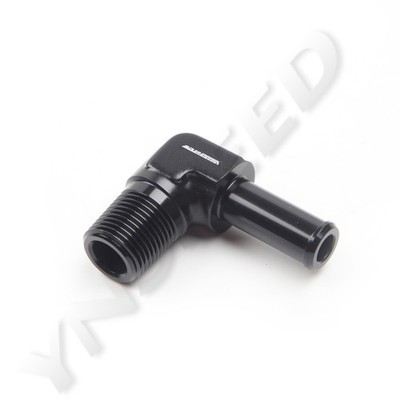US SHIP 90 Degree 3/8'' NPT To 1/2'' Hose Barb Aluminum Fitting Adapter Black