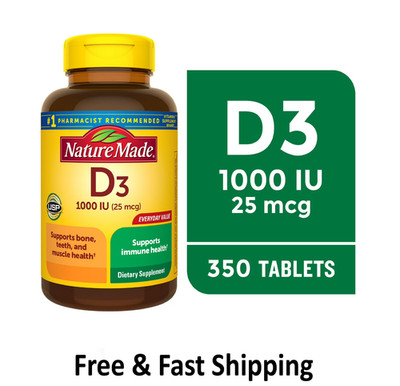 Nature Made Vitamin D3 1000 IU Tablets, 350 Count, Vitamin D, Dietary Supplement