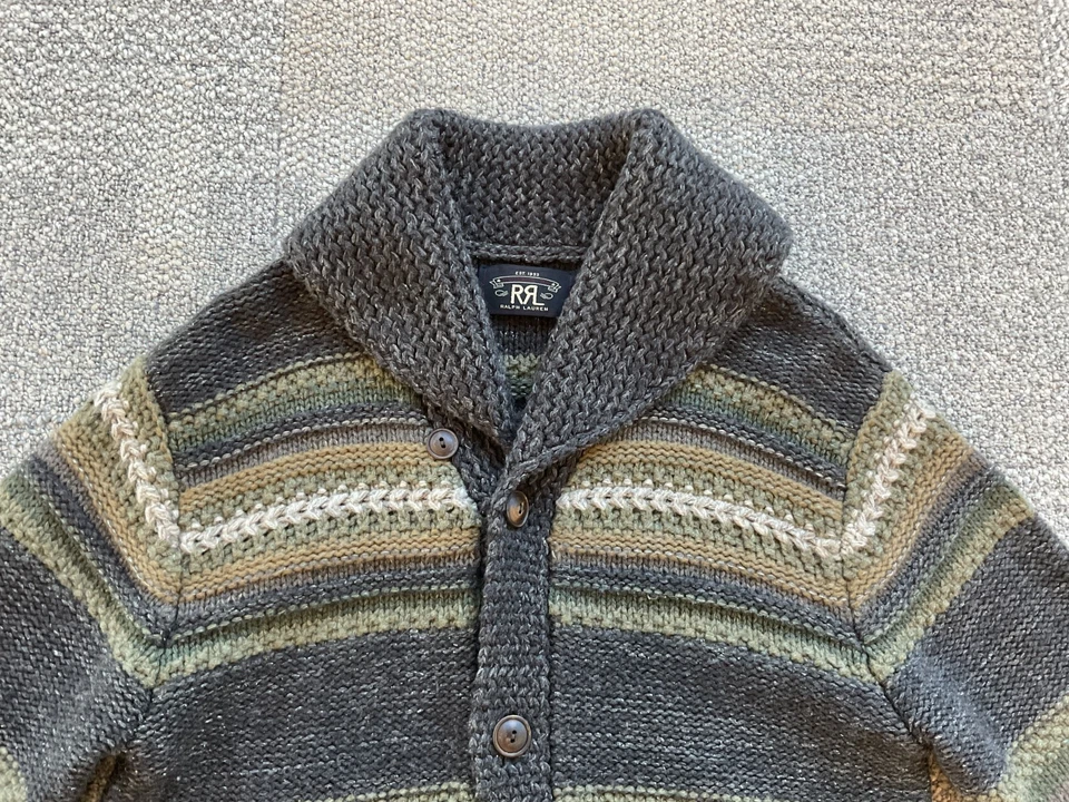 RRL Ralph Laure Wool Wool Linen Silk Blend Shawl Cardigan-MEN-S-RARE - Image 4 of 4