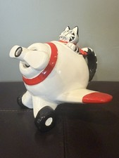 Sigma Cat in AirPlane Teapot Japan Hand Decorated Taste Setter Vintage B Kliban