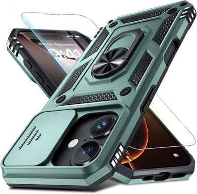For iPhone X/XS Case, Screen Protector Heavy Duty Cover With Ring Kickstand