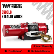 Stealth 3,500lb 12v Electric Winch - Synthetic Rope for Car Trailer ATV UTV