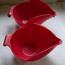 RANDY KAAS POURfect LOT OF 2 RED PLASTIC MIXING MEASURNG BOWLS 2L/8c&1.5L/6c EUC