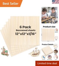 6 Pack Basswood Sheets 12x12x1/16 Inches   Perfect for Crafts  Laser Cutting
