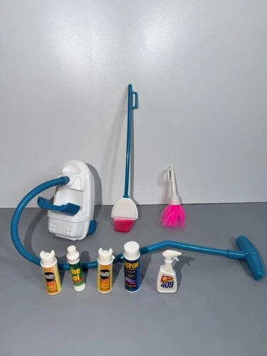 Vintage Barbie Furniture Doll House Vacuum Cleaner Broom Duster Pinesol Pledge