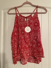 Hippie Rose Womens M Sleeveless Red Halter Ta...