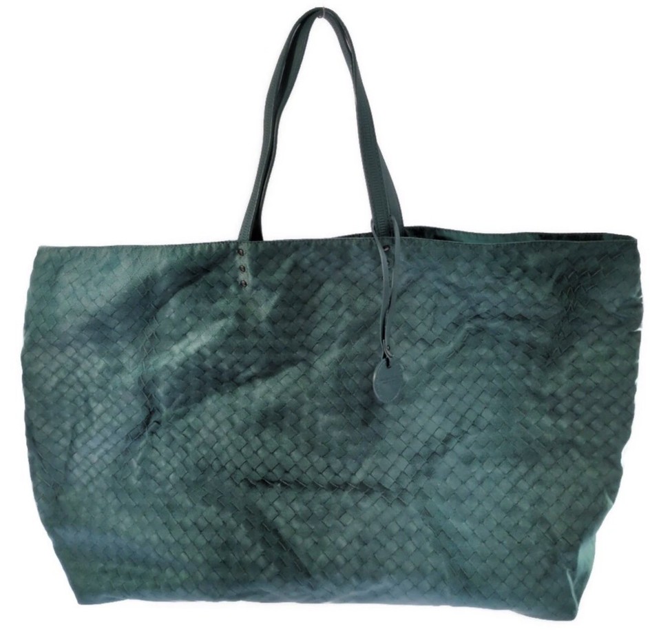 Bottega Veneta Intrecciolusion Tote Bag Green Authentic Nylon 606691