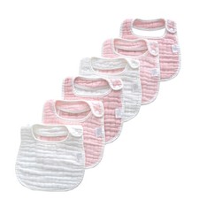 Baby Muslin Bibs and Burp Cloths, 6 Pack, Soft Absorbent Cotton, Adjustable ...