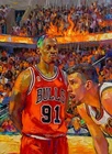 Dennis Rodman Bulls Grailpop Oil Painting ACEO Print Artist Signed /30 S3#81