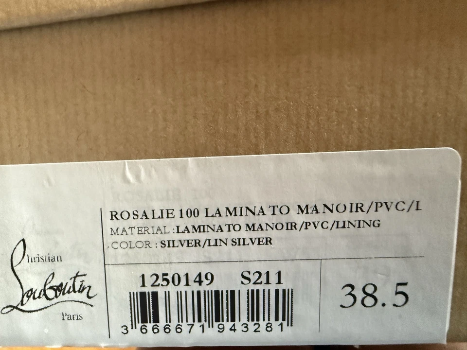 Christian Louboutin Rosalie 100 Heels – Size 38.5 – Silver – Excellent Condition - Image 4 of 4