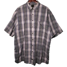F/X Fusion Mens Short Sleeve Shirt Button Up Pocket Plaid Ombre Cyber Sz 3X