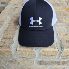 Under Armour Mens Youth Trucker Hat Black White Mesh Snapback Logo Cap OSFM