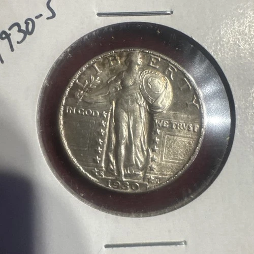 1930-S 25c Standing Liberty Silver Quarter - AU/UNC
