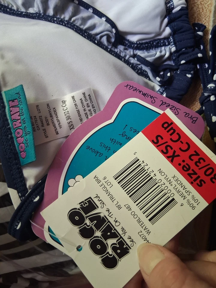 NEW coco rave polka dot bikini top swimsuit XS/S 30/32 cup Small - Image 4 of 4