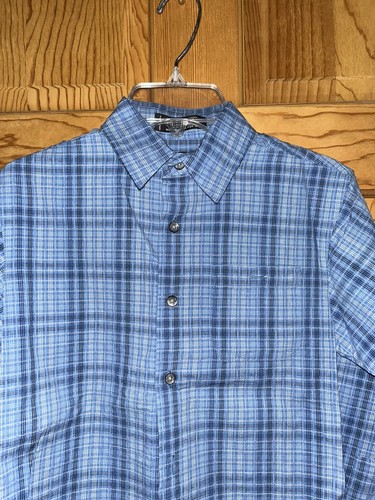 Claiborne Boys button shirt long sleeves Blue plaid size 7X EUC - Picture 2 of 4