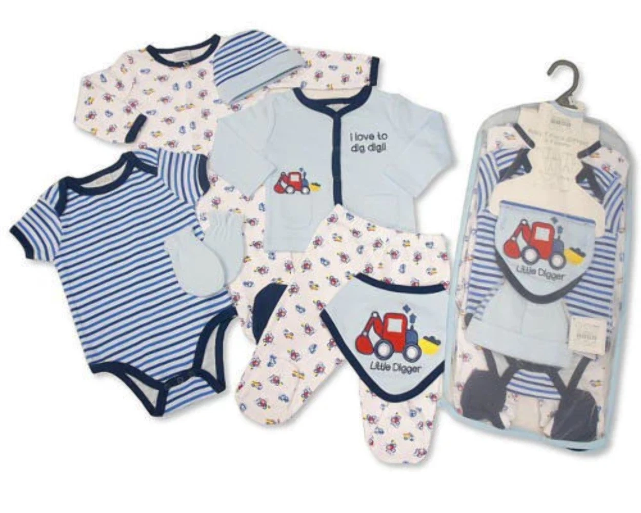 7 Piece Baby Boys Layette Clothing Gift Set Little Digger by Nursery Time