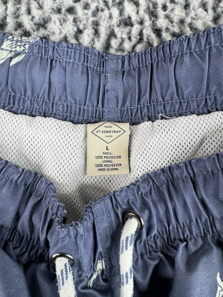Pantalones Cortos de Natación St. John's Bay Para Hombres Talla Grande Azul Estampado de Ballenas Malla Forrados Foto 4 de 4