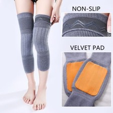 2PCS Winter Warm Wool Cashmere Leg Warmers Sleeves Thick Fleece Lined Knee Pads