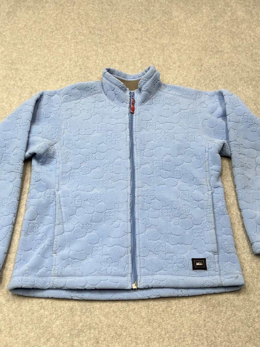 REI Blue FLEECE JACKET Long Sleeve Zipper embossed SZ LG (12-14