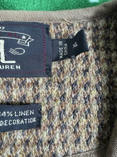 RRL Ralph Lauren Wool Linen VTG Mens Brown Woven Vest Size XL Excellent - Picture 8 of 9
