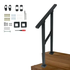 for Outdoor Steps 2 Steps Handrails Deck Stair Railing Indoor Black Hand Rails