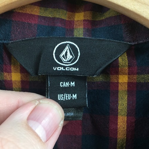 Volcom Button Up Shirt Mens M Multi Plaid Cotton Long Sleeve Collared Pocket - Picture 10 of 15