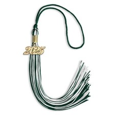 Endea Graduation Hunter Green/White Mixed Color Tassel With Gold Date Drop
