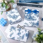 100 Sheets Blue White Tissue Paper French Village Printed Wrapping ...