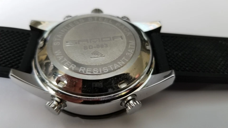 Sanda Hombre Manual Digital Cronógrafo Cuarzo Multifunción Dorado Negro Foto 4 de 4