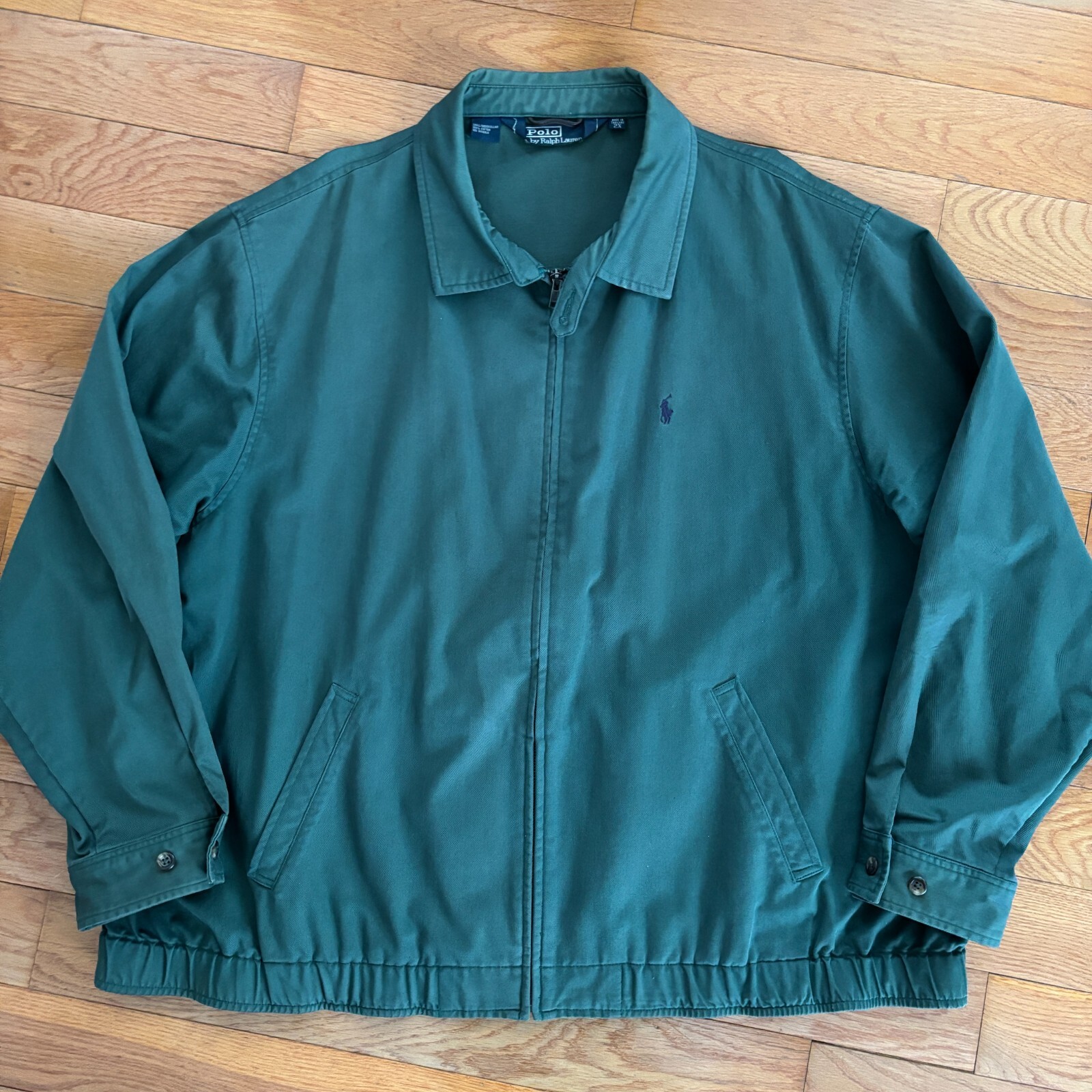 PONY Giacca Polo Ralph Lauren vintage uomo 2X Harrington colletto ad anello cappotto zip verde