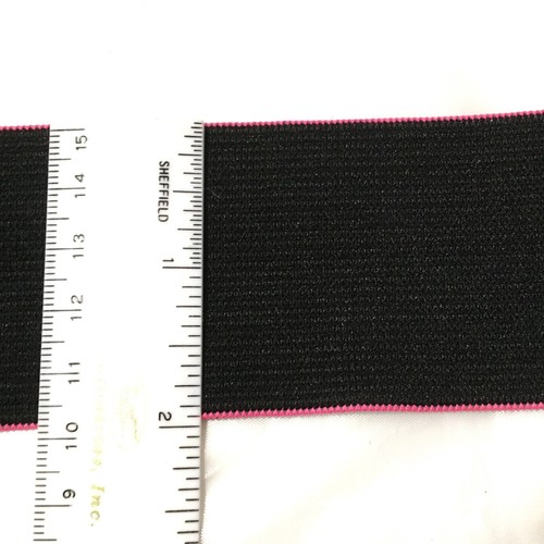 Waistband Elastic Wide Knitted Elastic 2" Black with Pink Edges 5 yds USA PE304 - 第 2/2 張圖片
