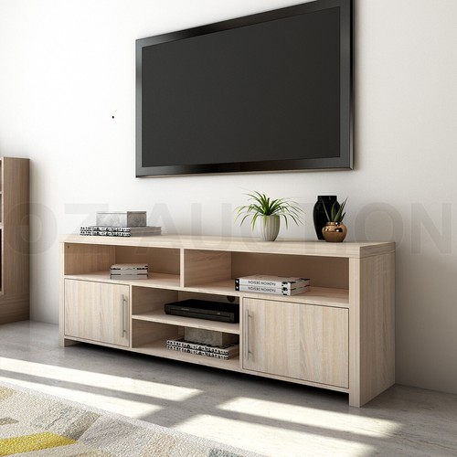 Modern TV Stand Entertainment Side Unit 2 Doors Wooden Storage Cabinet Furniture - Picture 37 of 84