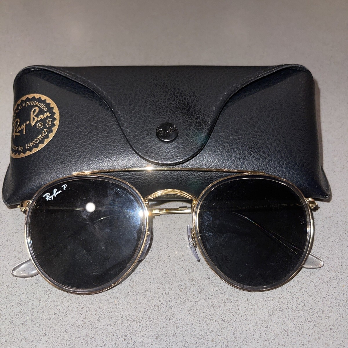 RAY-BAN ROUND DOUBLE BRIDGE RB3647N-COLOR BLACK/GOL LENS  display picture 3