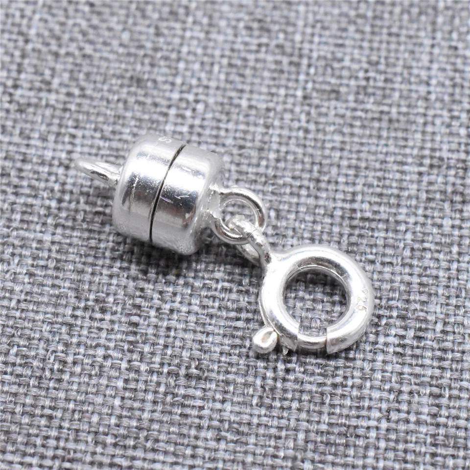 2 peças de prata esterlina 925 fecho magnético anel mola fecho colar conversor - Imagem 4 de 4