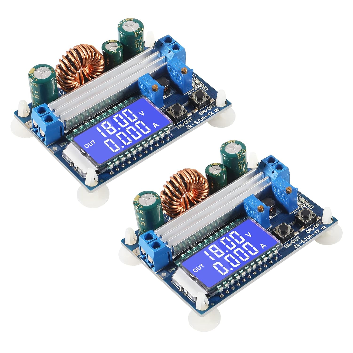 2Pcs DC-DC Buck Boost Converter Module 5.5-30V to 0.5-30V 4A 35W Adjustable Step