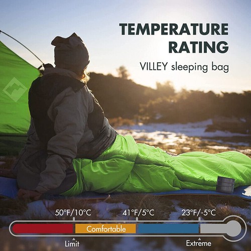 VILLEY Mummy Sleeping Bag Lightweight Backpacking Sleeping Bag for 3-4 Season US - Picture 7 of 10