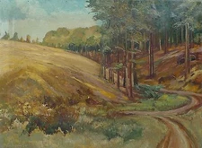Impressionism / Path through hilly landscape / Oil painting dated 1936