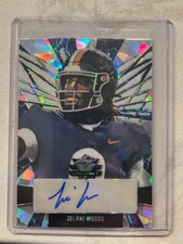 JELANI WOODS Colts 2022 Leaf Valiant Football Navy Blue Ice AUTO # 2/4 Autograph