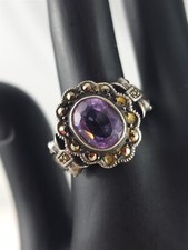 Vintage Sterling Silver Light Purple Gemstone Flower Ring Size 8.75 - 5.5 Grams
