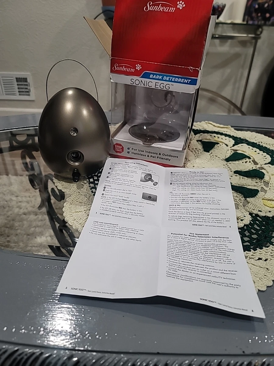 Sunbeam Sonic Egg Ultrasonic Dog Bark Control Barking Deterrent Device