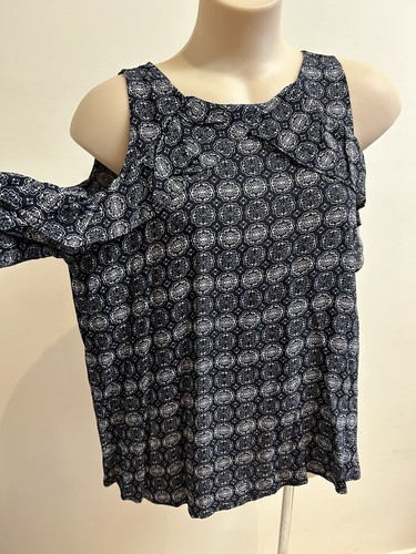 SEED HERITAGE Boho Mandala Long Sleeve Cold Shoulder Top Blouse Size 10 New - Picture 3 of 20