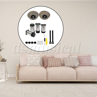 6 Pcs Adjustable Height Sofa Legs 3.94''-4.53'' with Desk Grommet 60mm Kit