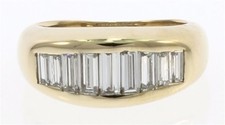 High Grade Genuine Baguette Diamond Men's Ring in 14 Kt Yellow Gold