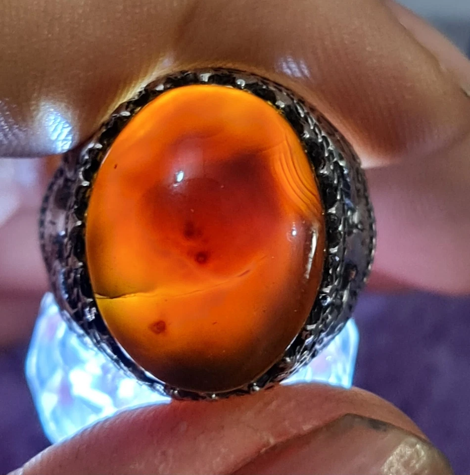 Anillo de ágata de plata esterlina 925 hecho a mano Aqeeq Shefat Alabd Yemen شفة العبد يمني Foto 2 de 4