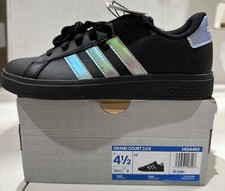Adidas Kids Grand Court 2.0 Black Holo HQ4482 Size 4 1/2 NEW