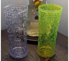 Set Of 2 Trader Sams Tiki Tangaroa Surfboard Mugs 1st Ed Highball Glasses Disney