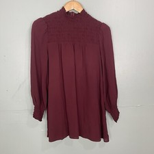 Reformation Brandi Mini Long Sleeve Burgundy Red Maroon Dress Medium Petite