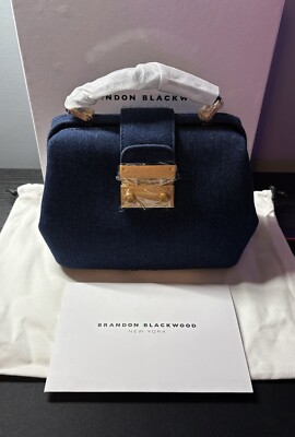 Brandon Blackwood Elizabeth Doctor Bag-Dark Blue Denim W/ Brass Hardware
